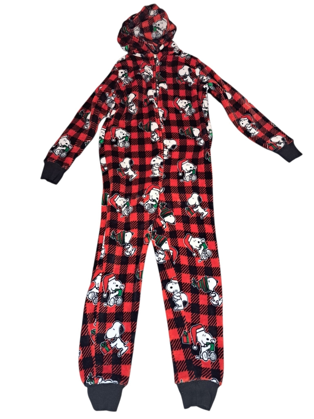 Munki Munki Peanuts Snoopy Women’s Medium Christmas Fleece Hooded Onesie